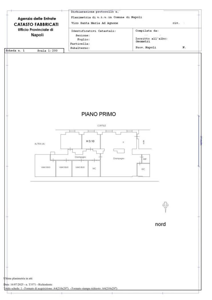 Appartamento vico San Maria Ad Agnone, 18, Napoli - planimetria 1