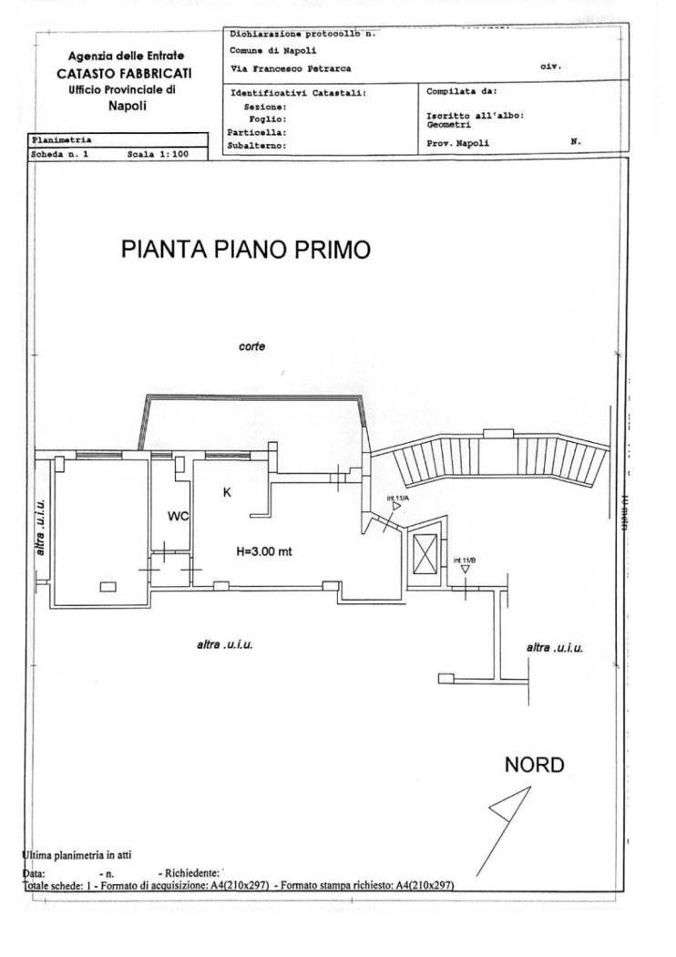 Bilocale via Francesco Petrarca, 141, Napoli (zona Posillipo) - planimetria 1