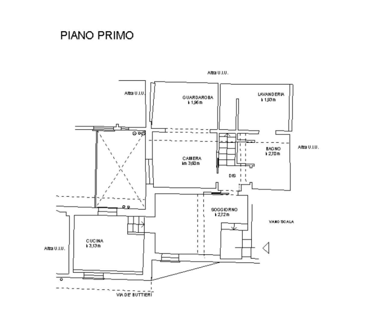 planimetria piano primo - Appartamento via De' Buttieri, Bologna (zona Centro Storico) - planimetria 1