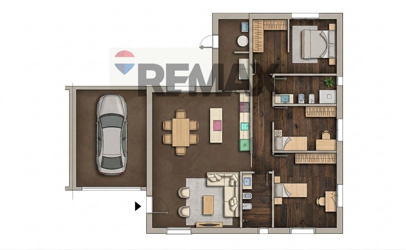 Pianta 3D - Semi-detached house Via dei Tron, Volpago del Montello - floor plans 1