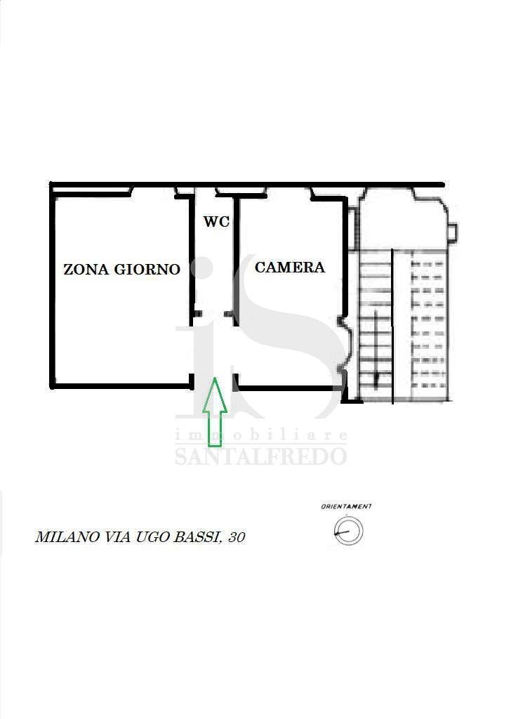 PLANIMETRIA - Monolocale VIA UGO BASSI, 30, Milano (zona Isola) - planimetria 1