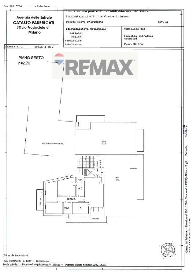 Pianta 2D - Quadrilocale Arese - planimetria 1
