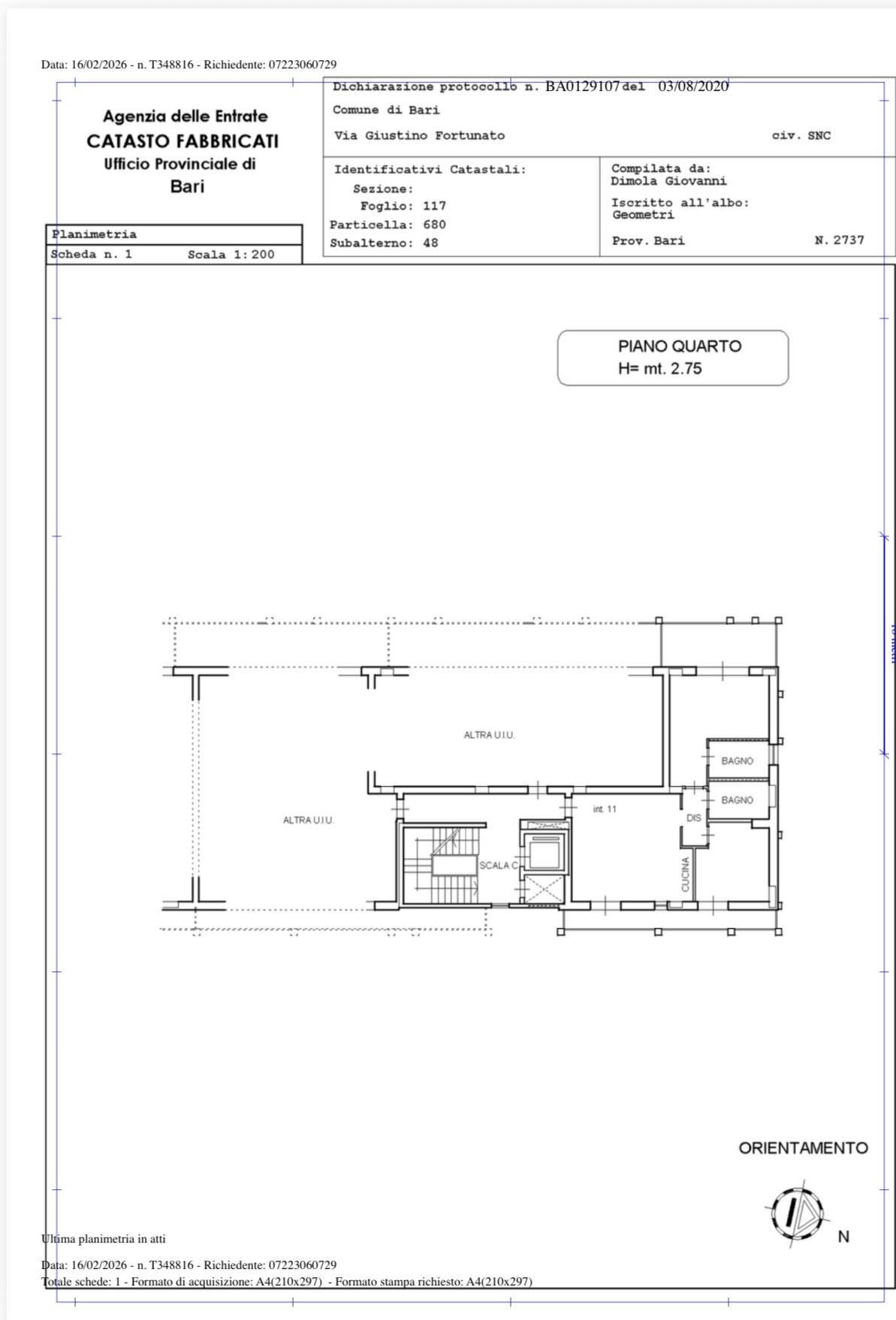 Foto 15 - Appartamento Via Giustino Fortunato
 
1/b, Bari - planimetria 1