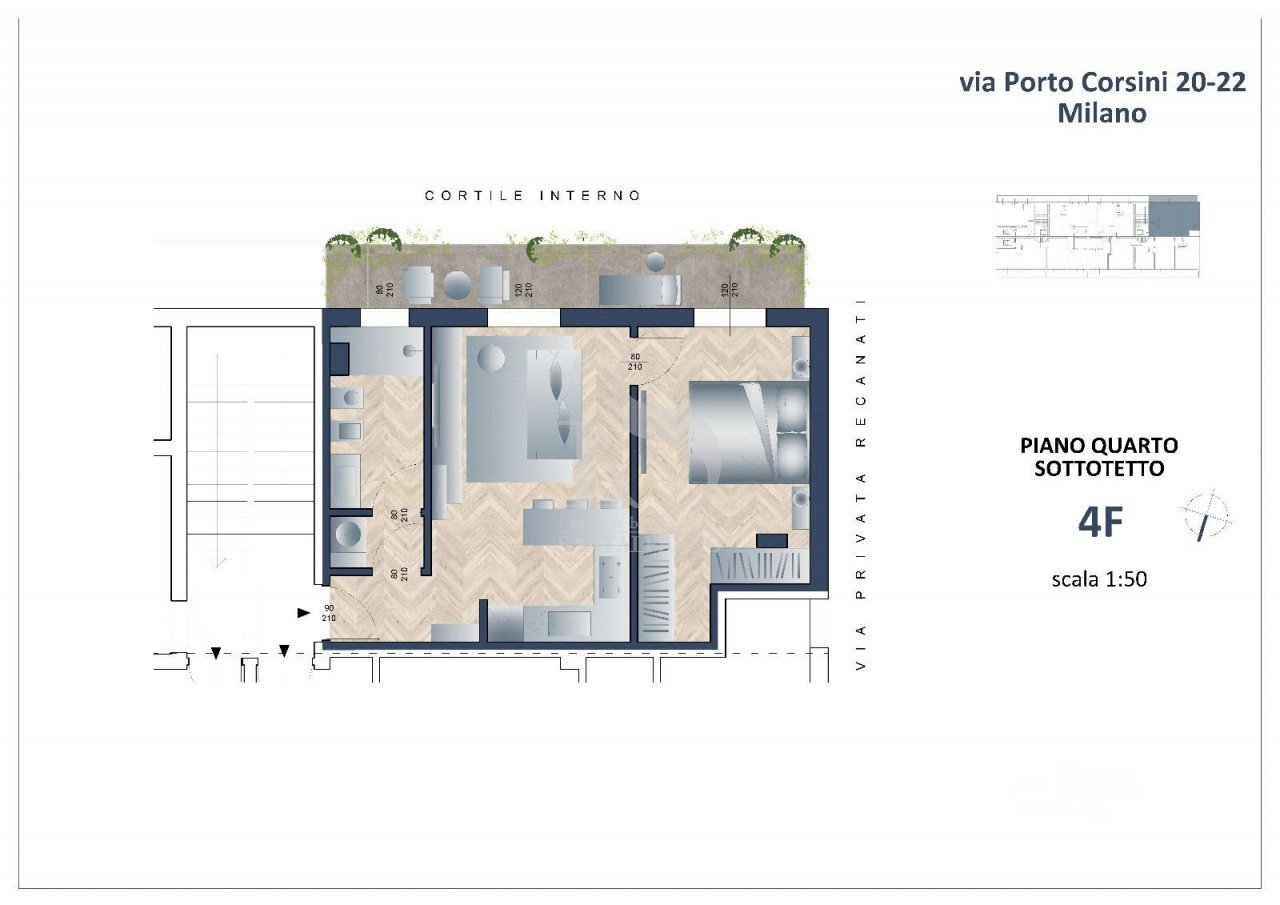 One-room apartment VIA PORTO CORSINI, 22, Milano (neighborhood Villa San Giovanni) - floor plans 1