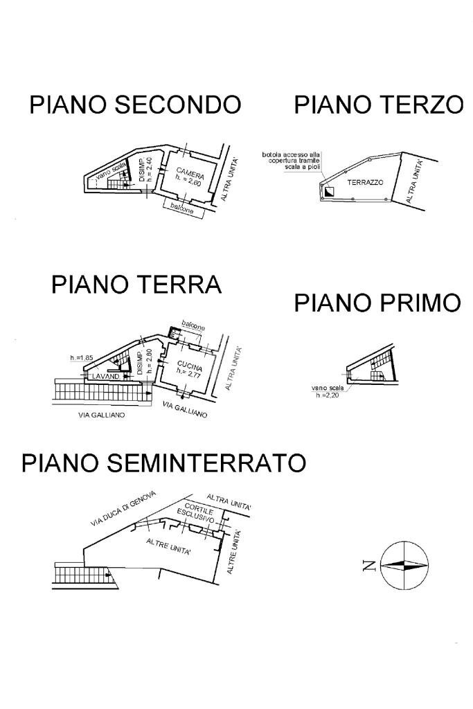 Semi-detached house Via Galliano, Calliano - floor plans 1