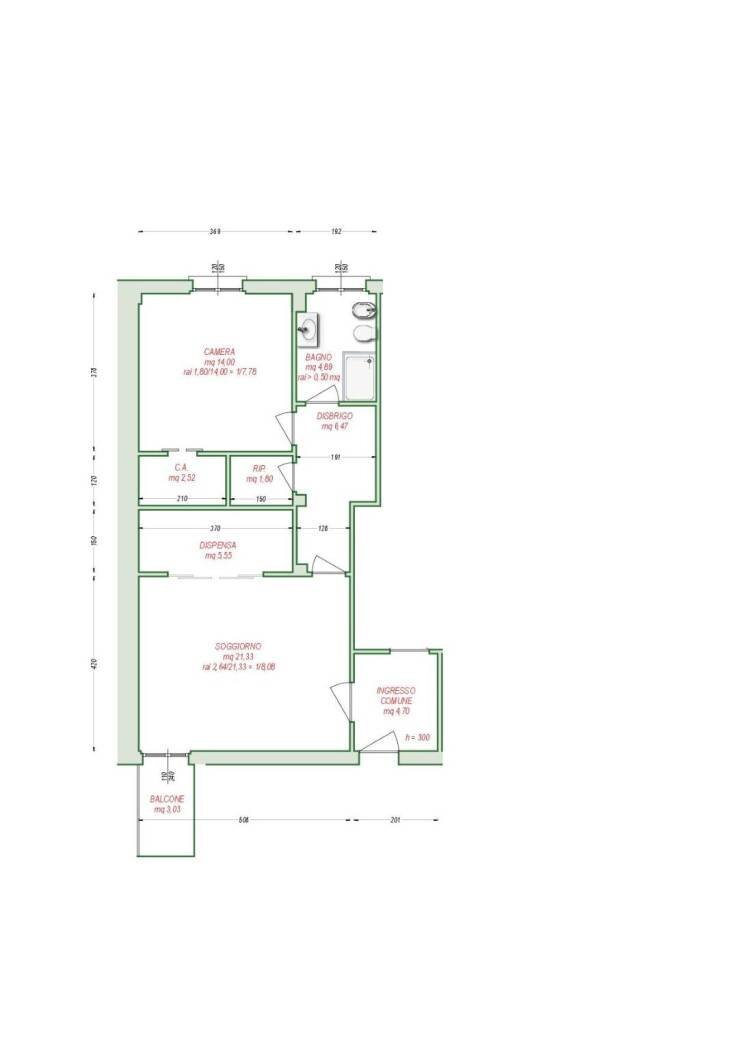 Bilocale via Gian Battista Cipani, Brescia - planimetria 1