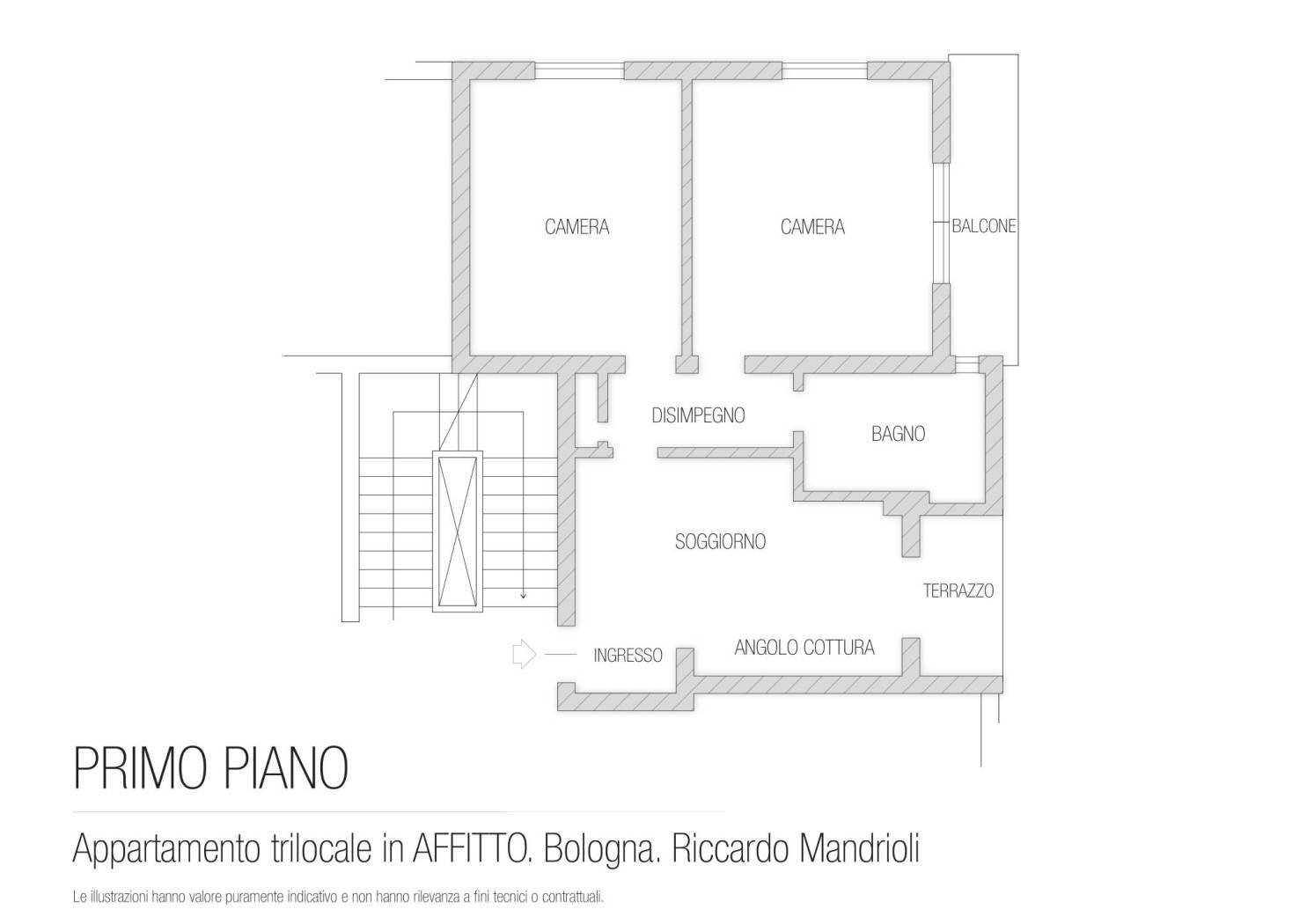 Trilocale via Santa Chiara, Bologna (zona Colli) - planimetria 1