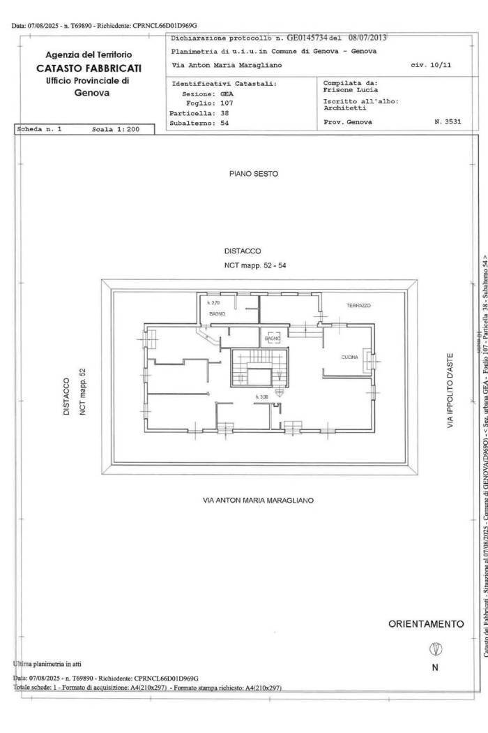 Appartamento via Anton Maria Maragliano, Genova - planimetria 1