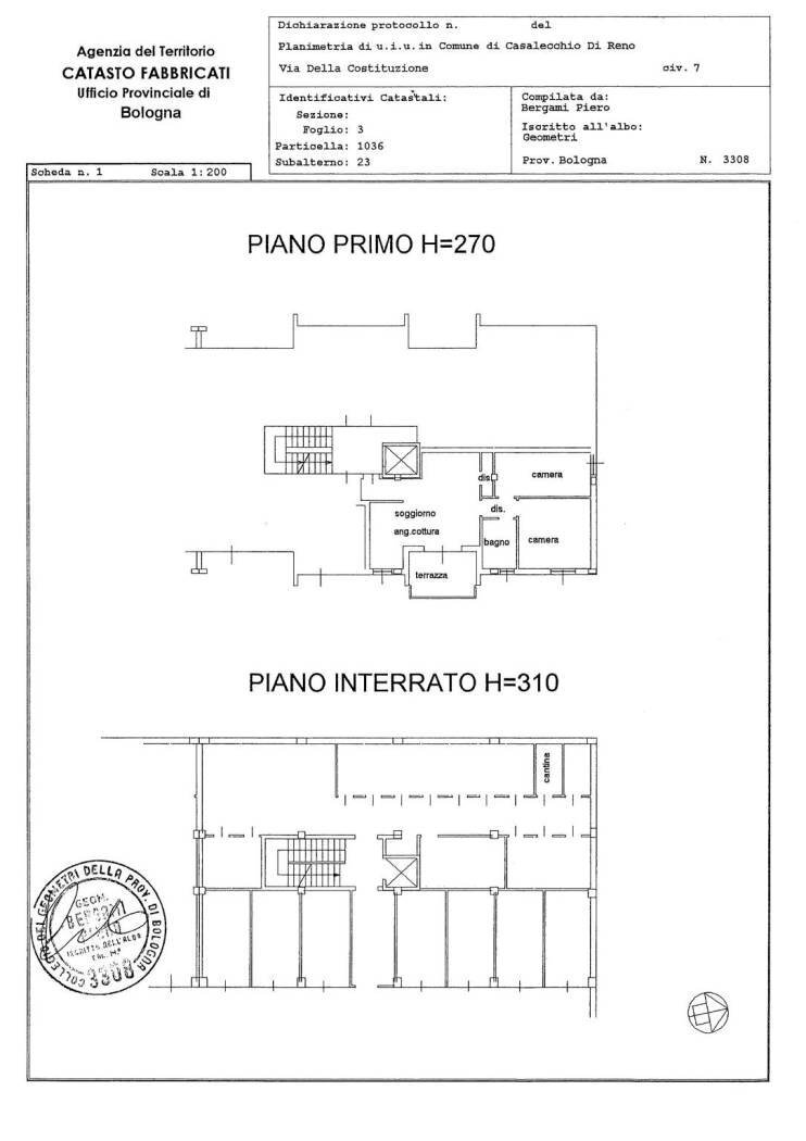 Three-room apartment via della Costituzione, 7, Casalecchio di Reno - floor plans 1