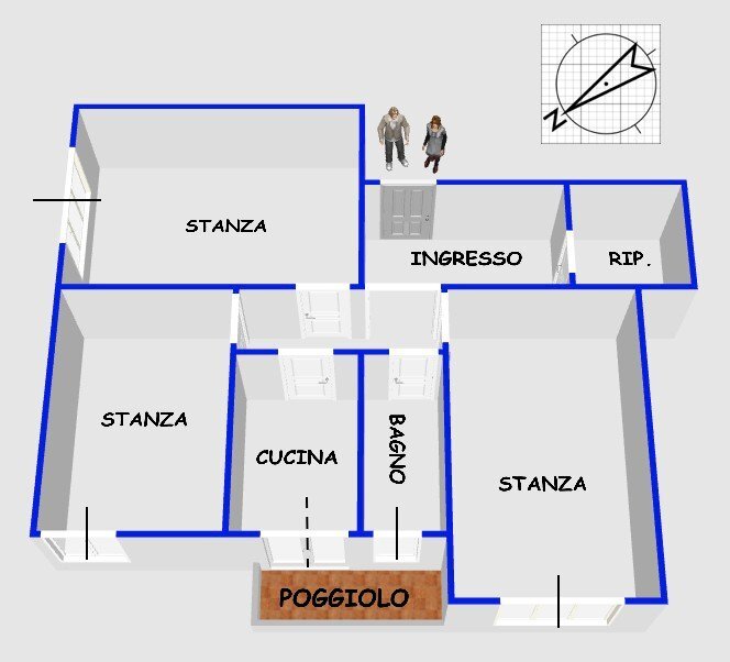 Trilocale via Isonzo, 17, Genova (zona Quarto) - planimetria 1