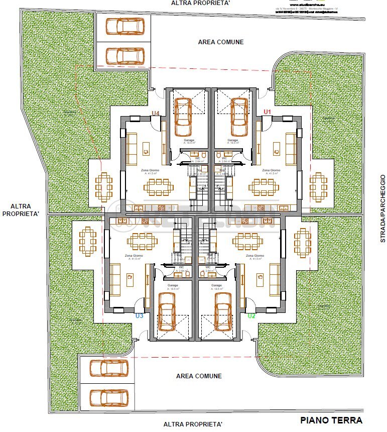 planimetria piano terra con divisione unita - Portion of a house Via Mistrorigo, Arcugnano - floor plans 1