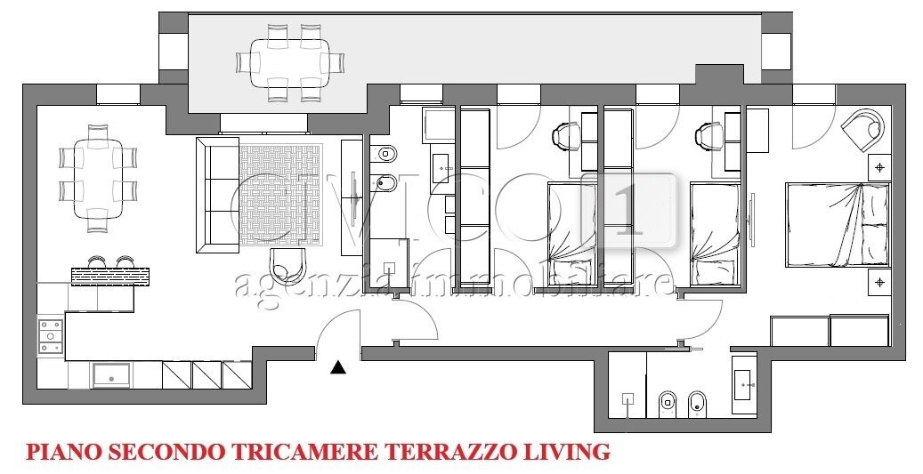 TRICAMERE TERRAZZOLIVING.jpg - Quadrilocale Via San Gaetano, Piazzola sul Brenta - planimetria 1