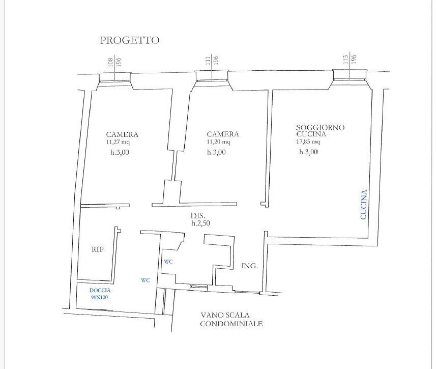 planimetria immagine - Quadrilocale Sarzana - planimetria 1