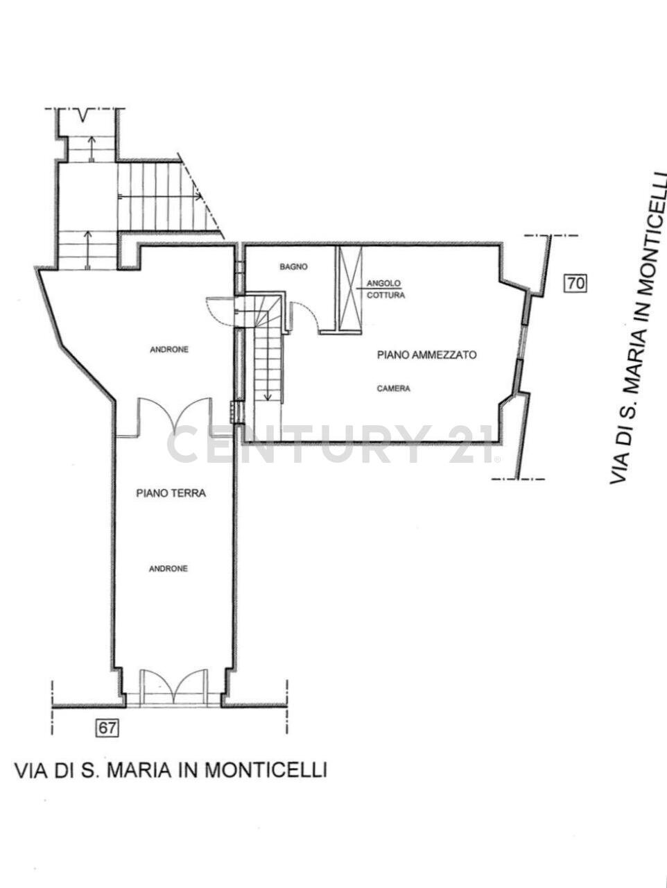 Planimetria catastale.jpeg - Monolocale Via di San Maria in Monticelli 67, Roma - planimetria 1