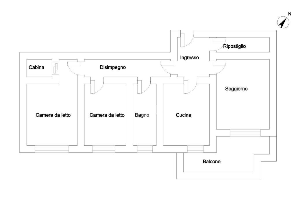 Three-room apartment Via Teobaldo ciconi, Milano (neighborhood Inganni) - floor plans 1