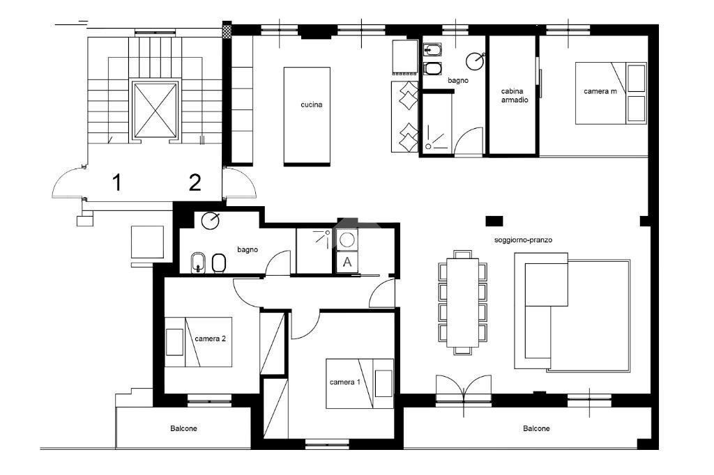Quadrilocale Piazza XXV Aprile, Parma (zona Cittadella) - planimetria 1