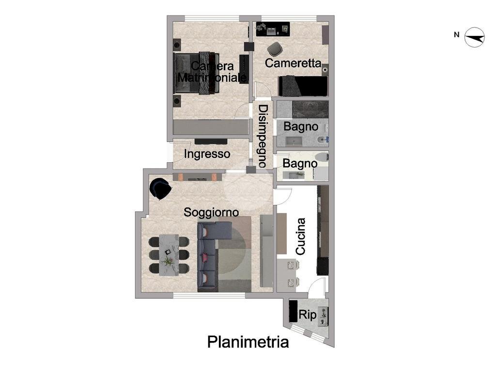 Trilocale Via Silvio Pellico, Bollate - planimetria 1