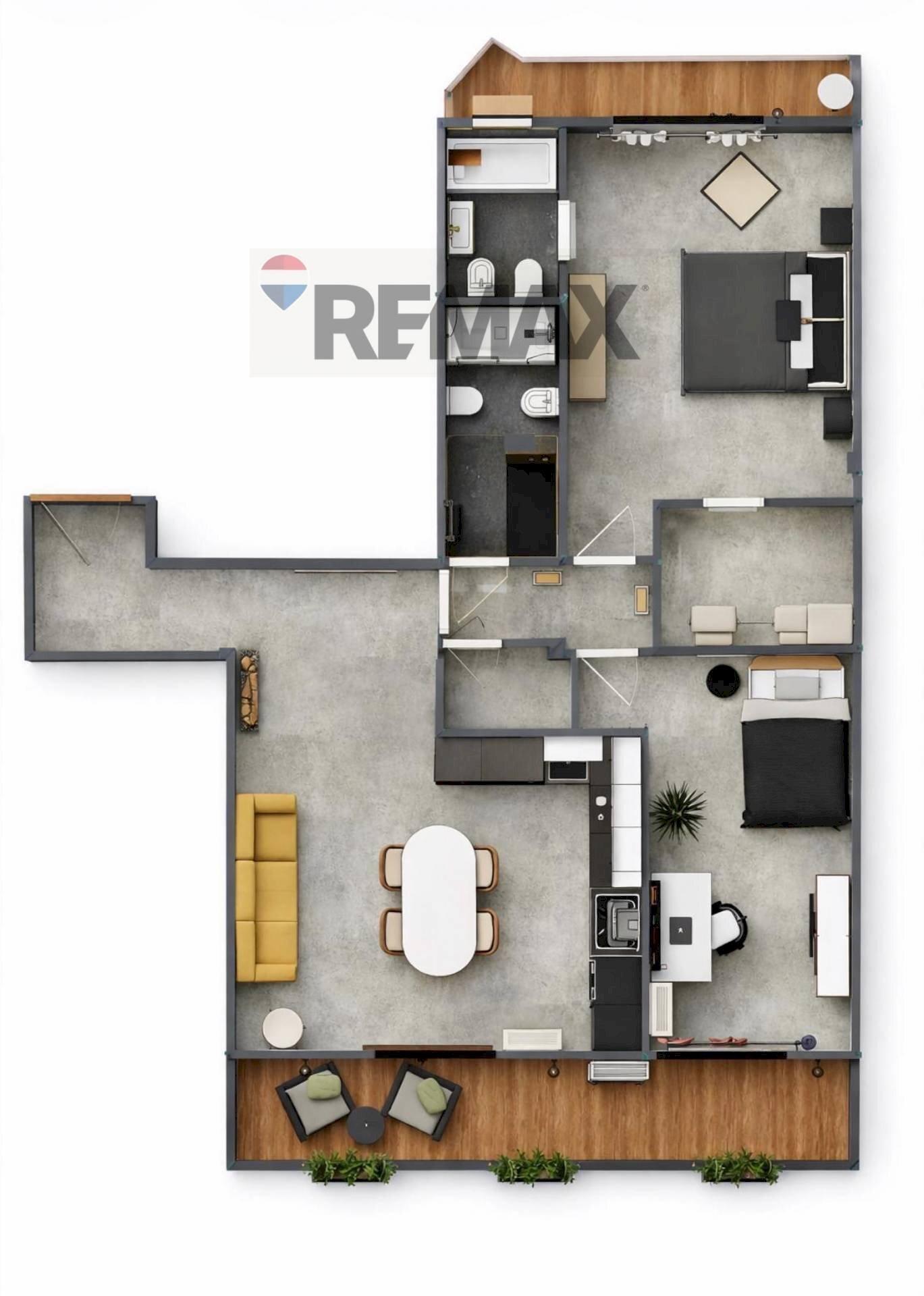 Pianta 3D - Trilocale Bari - planimetria 1