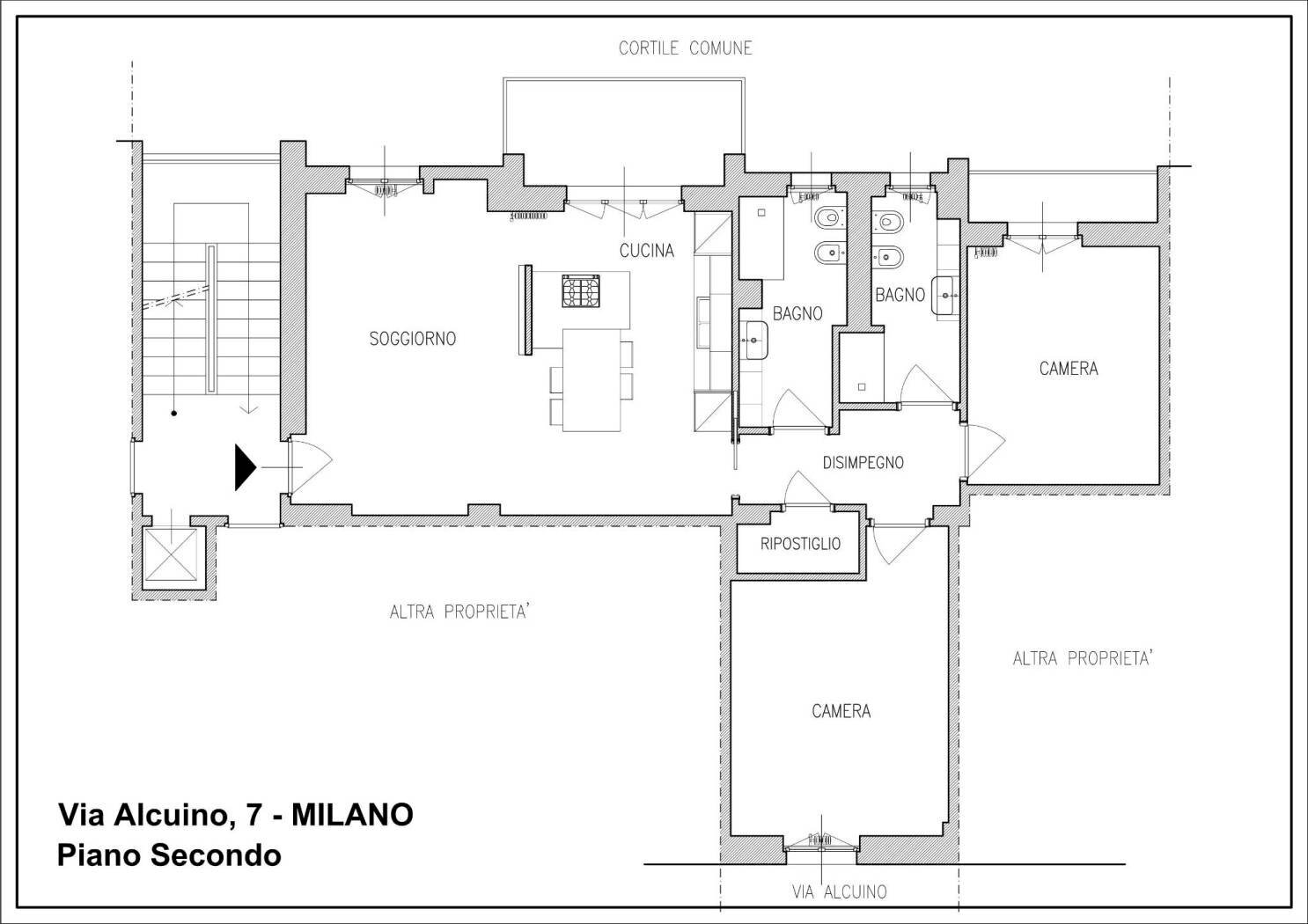Three-room apartment via Alcuino, 7, Milano (neighborhood Wagner) - floor plans 1