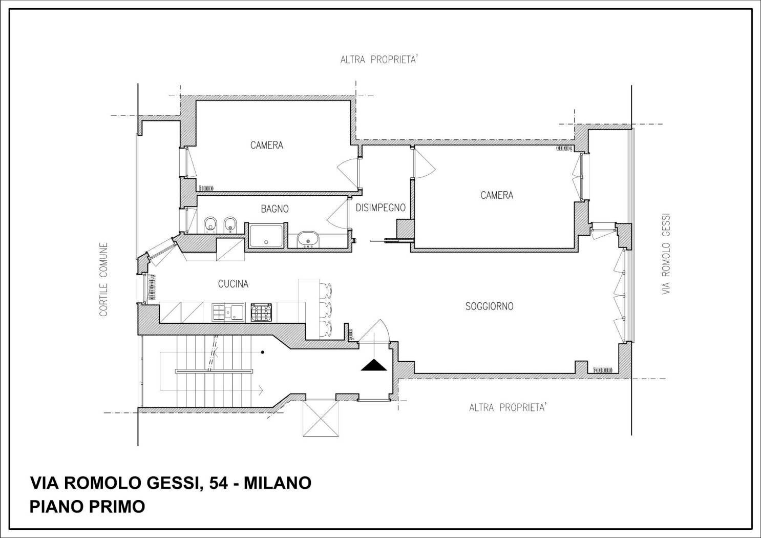Trilocale via Romolo Gessi, 54, Milano - planimetria 1