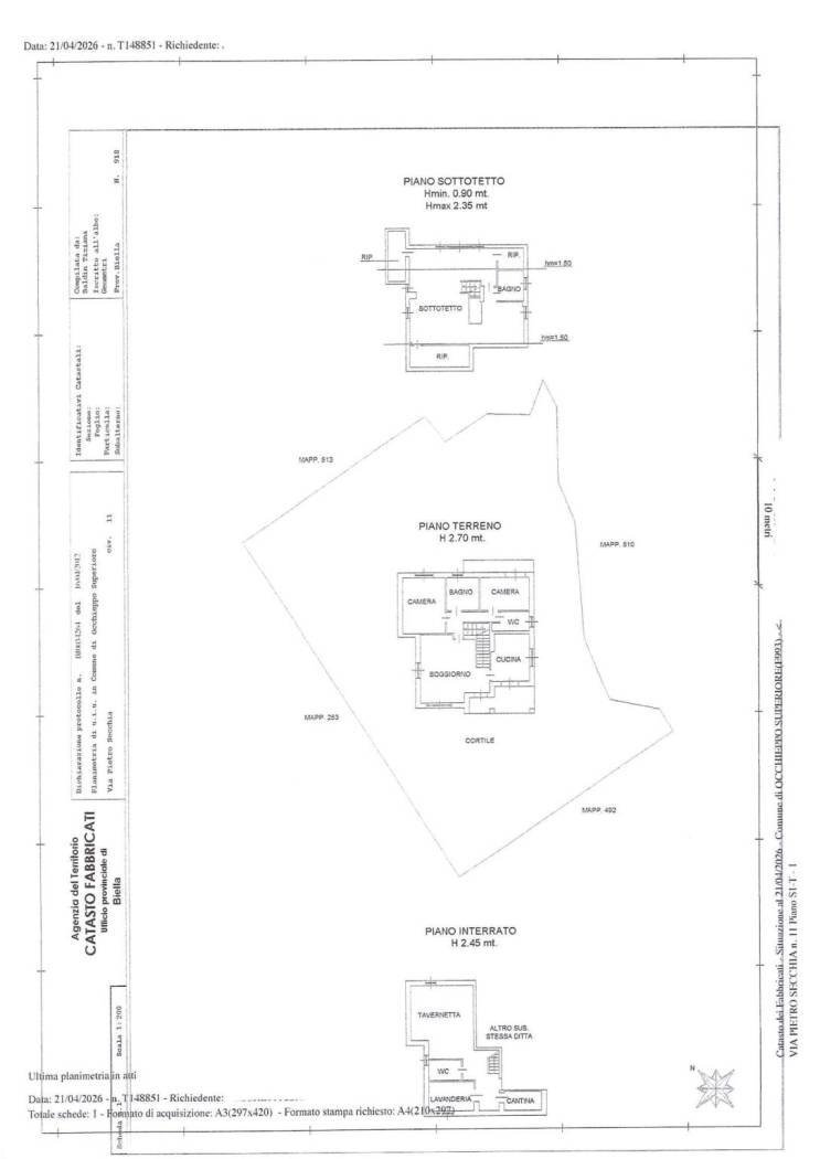 Villa via Pietro Secchia, 11, Occhieppo Superiore - planimetria 1