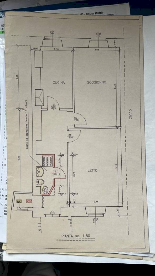 Trilocale via Coluccio Salutati, 17, Milano (zona Washington) - planimetria 1