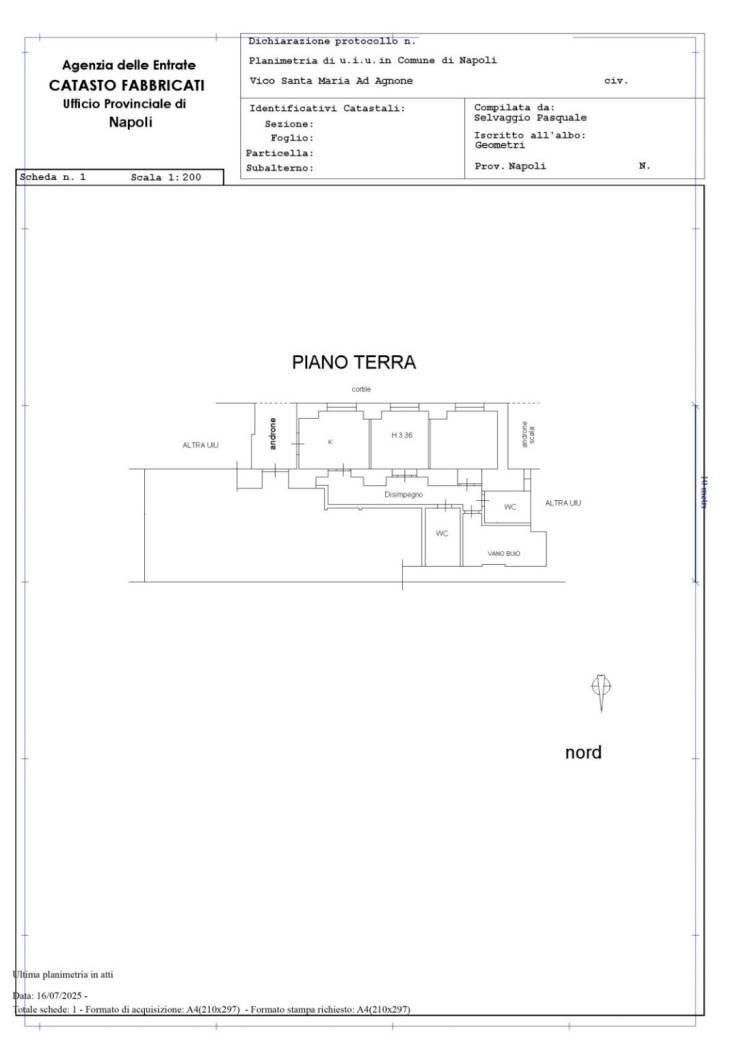 Quadrilocale vico San Maria Ad Agnone, 18, Napoli - planimetria 1