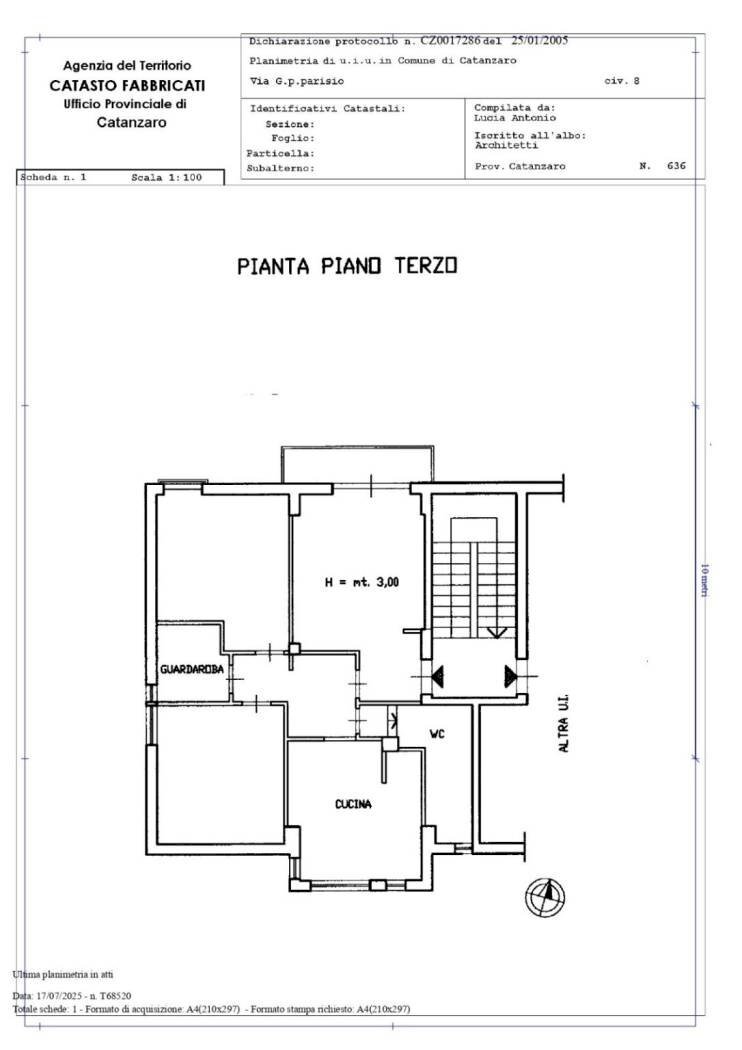 Appartamento via Giovanni Paolo Parisio, 8, Catanzaro - planimetria 1