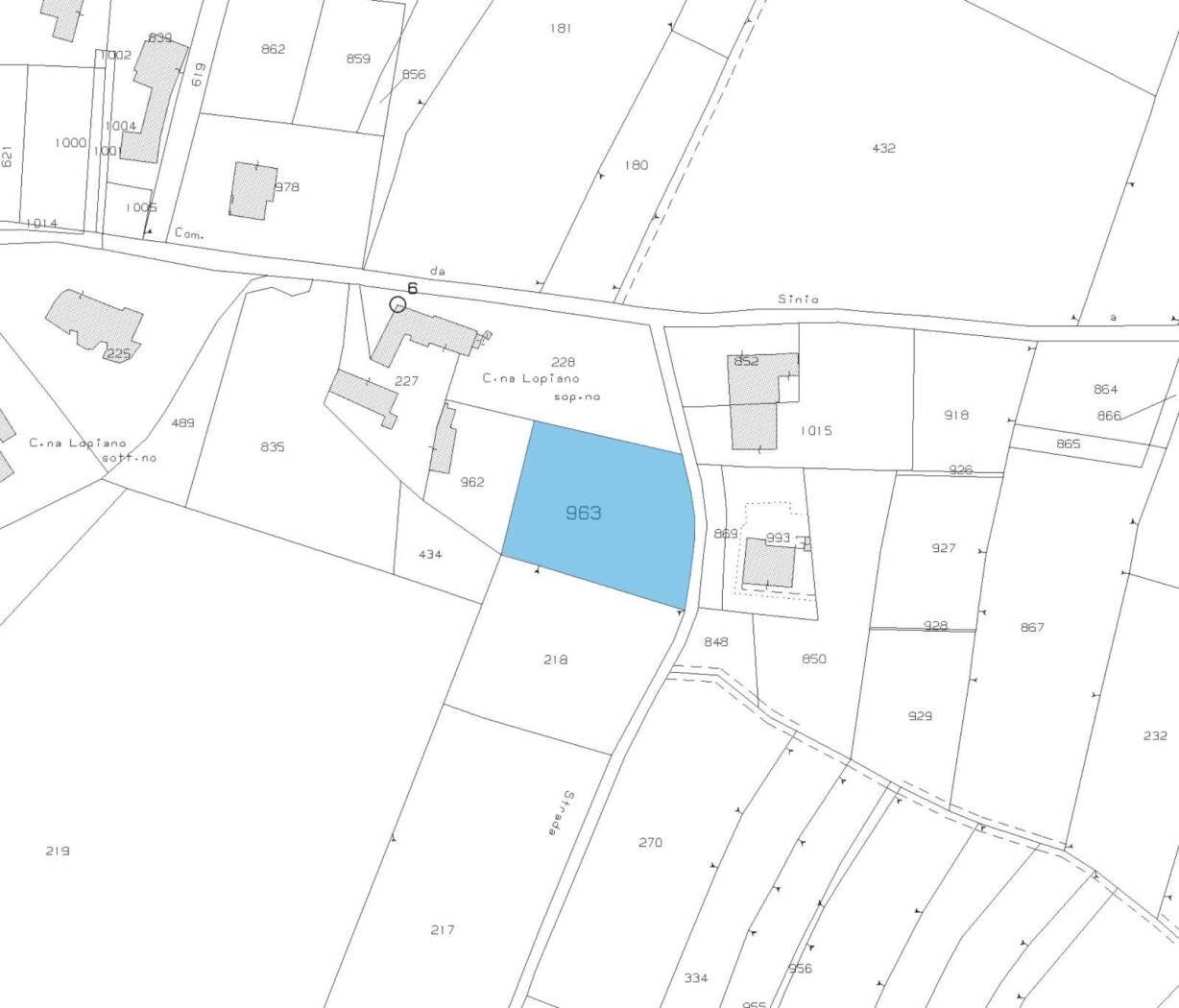 Terreno edificabile Regione Lopiano, Sinio - planimetria 1