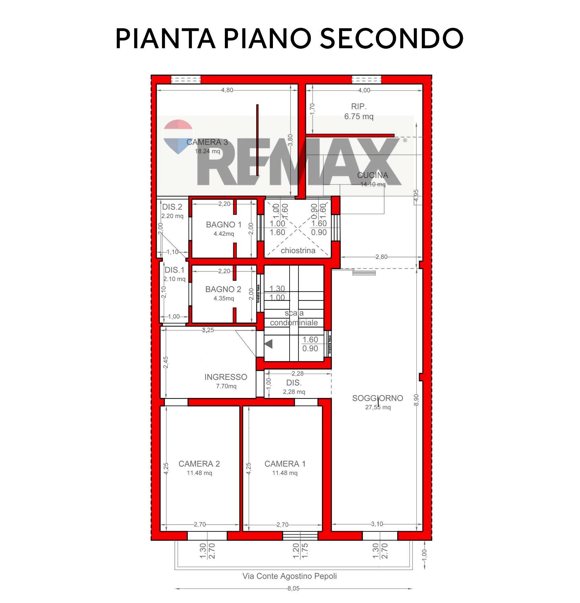 Pianta 2D - Quadrilocale via conte Agostino Pepoli
 
125, Trapani - planimetria 1