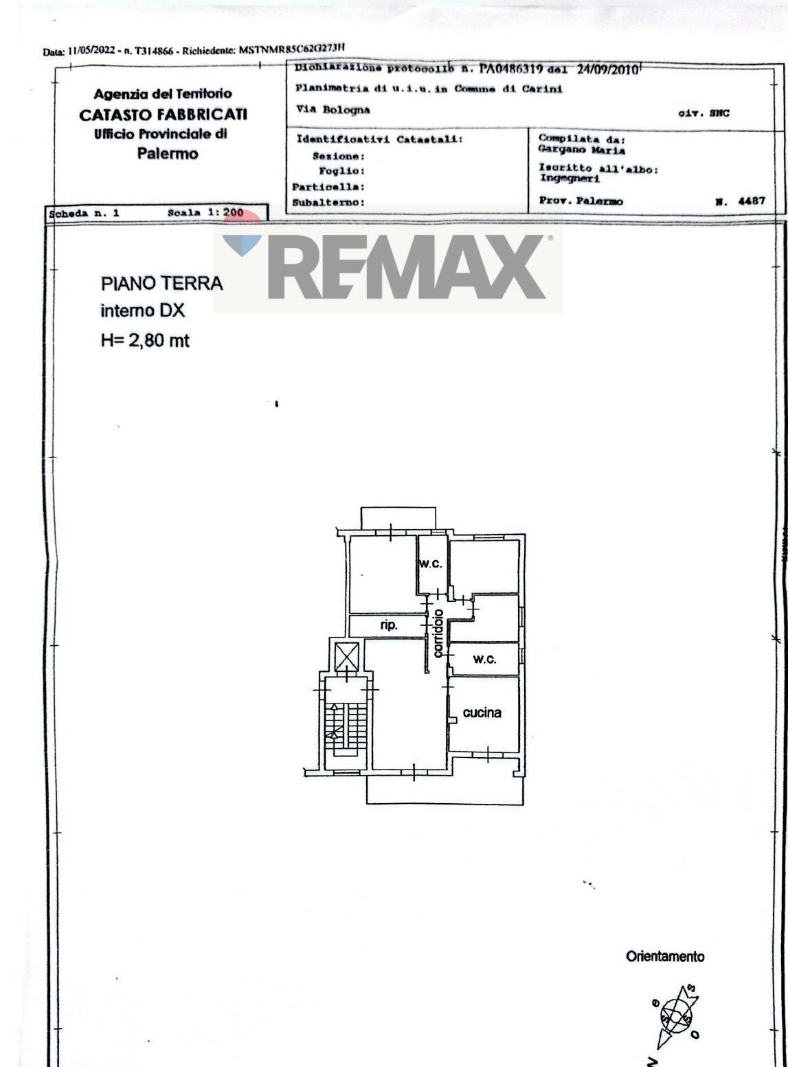 Pianta 2D - Appartamento Via Bologna
 
1, Carini - planimetria 1