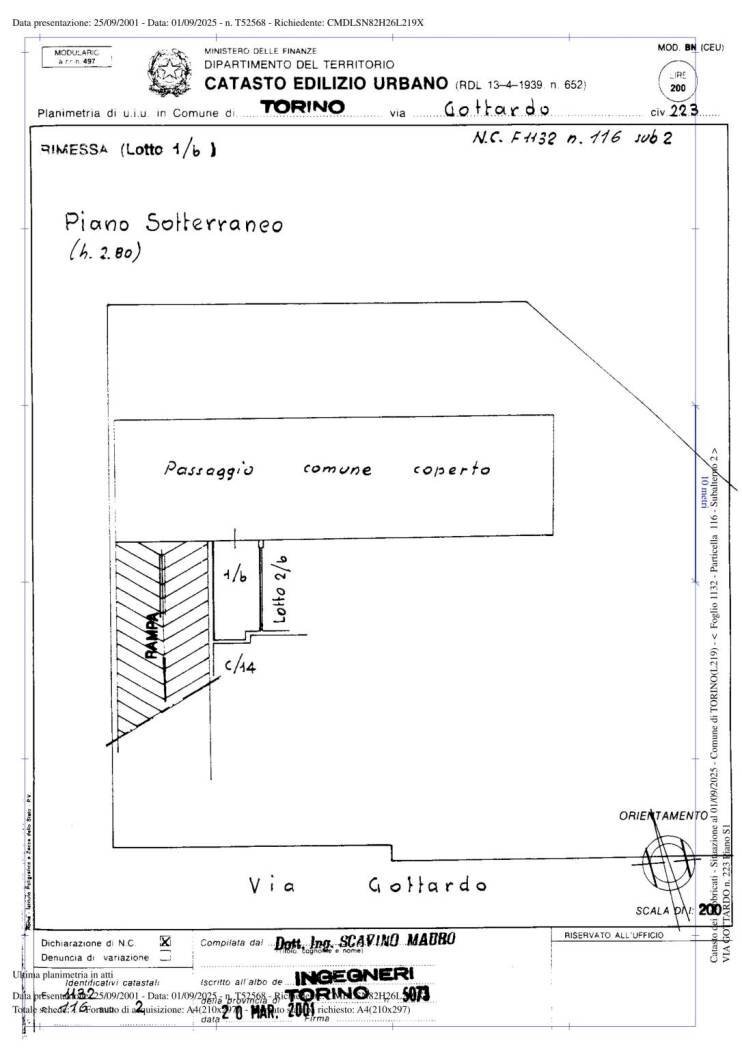 Box via Gottardo, 223, Torino (zona Regio Parco) - planimetria 1