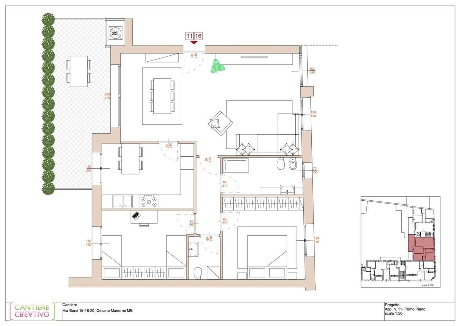 planimetria - Three-room apartment Andrea Strada
 
6, Cesano Maderno - floor plans 1