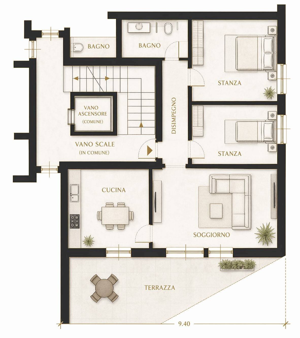 Foto 3 - Quadrilocale via Caneppele, Trento - planimetria 1