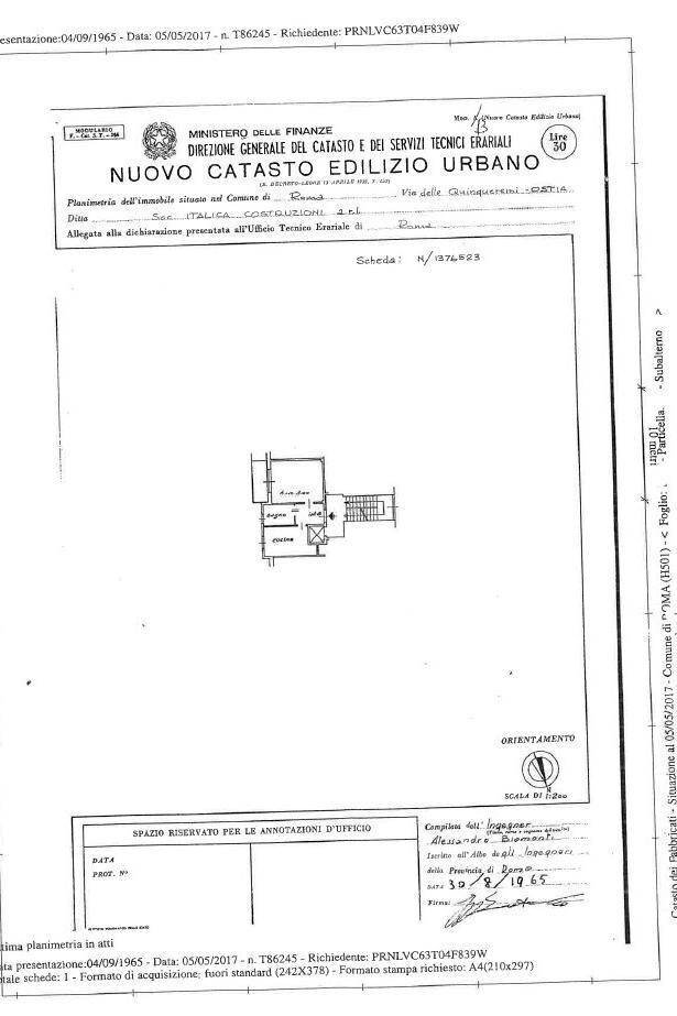 Bilocale via delle Quinqueremi, Roma (zona Lido di Ostia) - planimetria 1