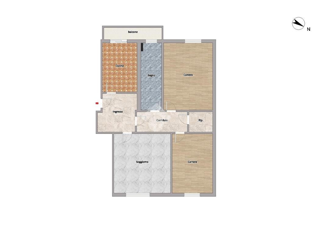 Three-room apartment Via dei Salici, Milano (neighborhood Quartiere degli Olmi) - floor plans 1
