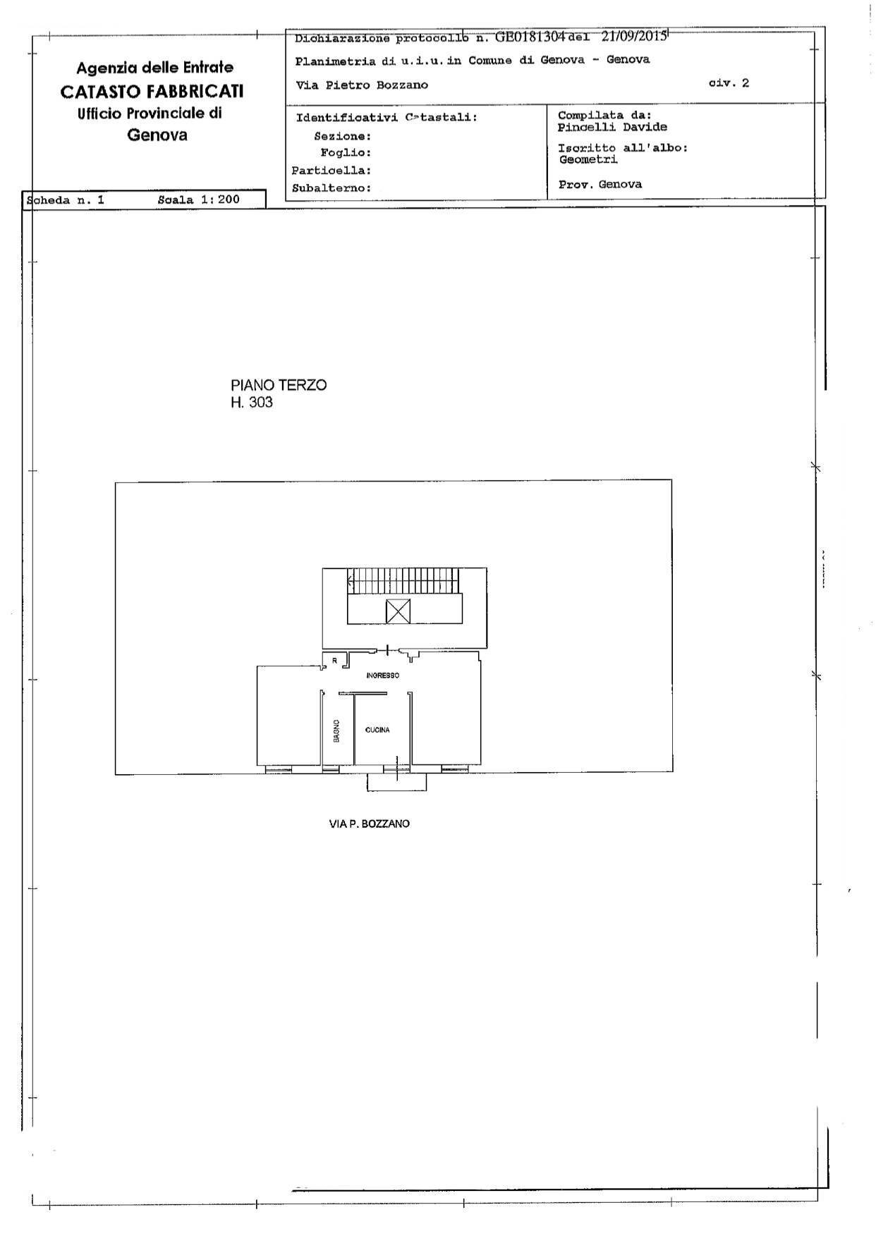Foto 15 - Appartamento Via Pietro Bozzano
 
2, Genova - planimetria 1