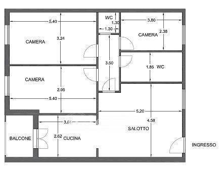 Foto 3 - Appartamento Quartiere Allende, Viareggio - planimetria 1