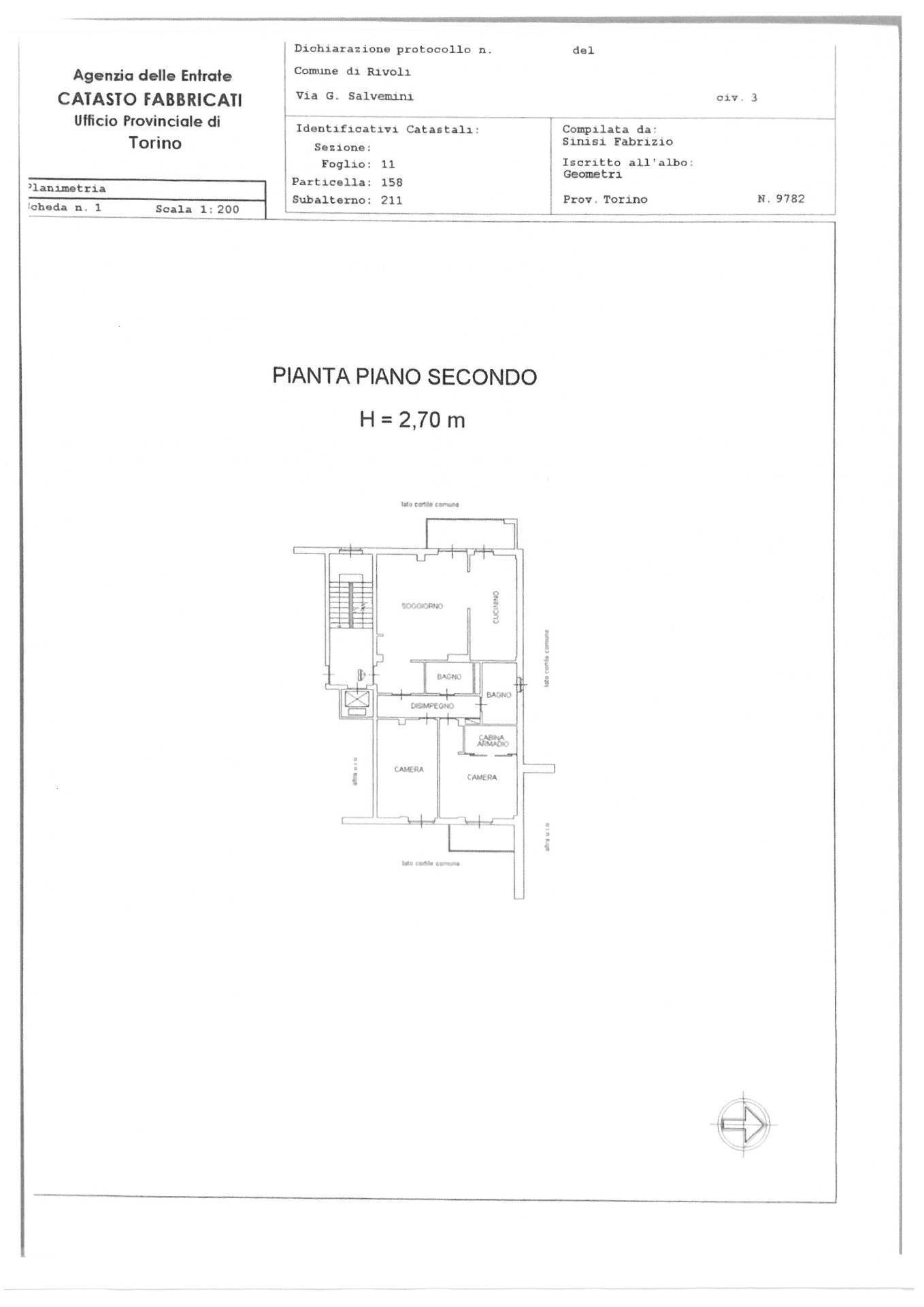 Foto 27 - Quadrilocale VIA SALVEMINI, Rivoli - planimetria 1