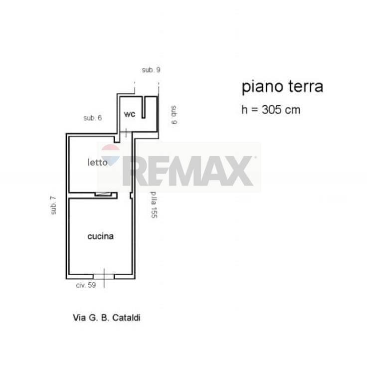 Pianta 2D - Two-room apartment via giovan battista cataldi
 
59, Terrasini - floor plans 1