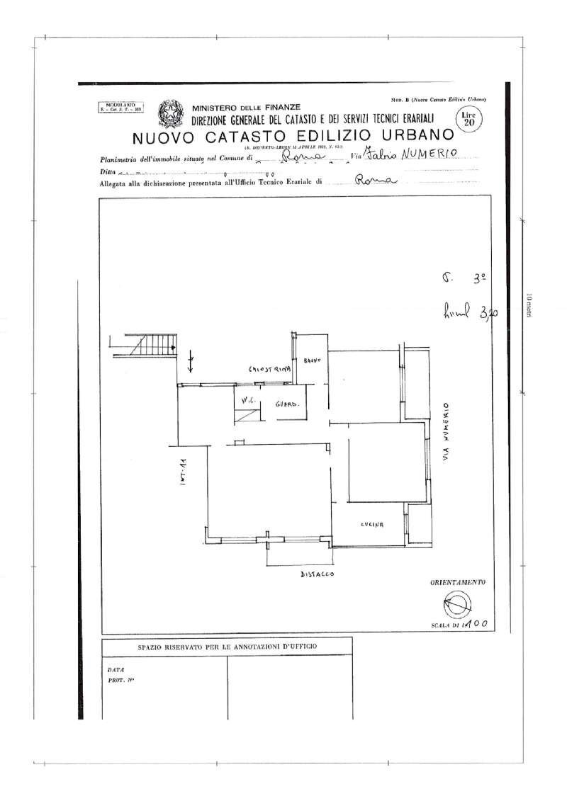 pln - Trilocale via fabio numerio, Roma - planimetria 1