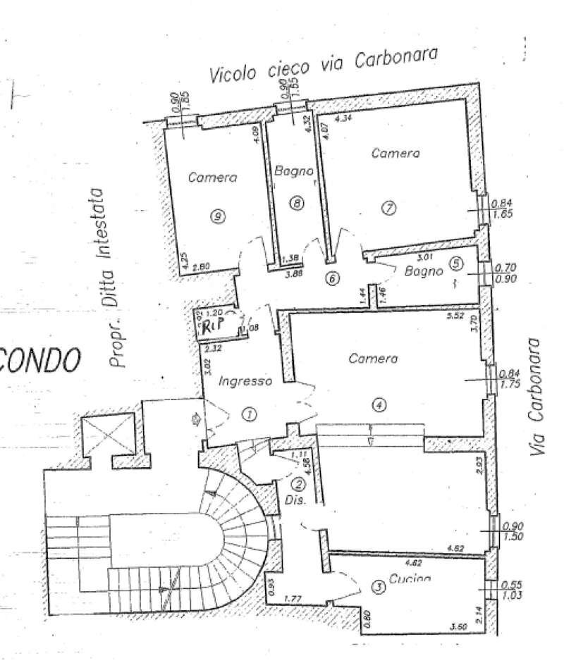 planimetria appartamento - Appartamento via Del Monte, Bologna (zona Centro Storico) - planimetria 1