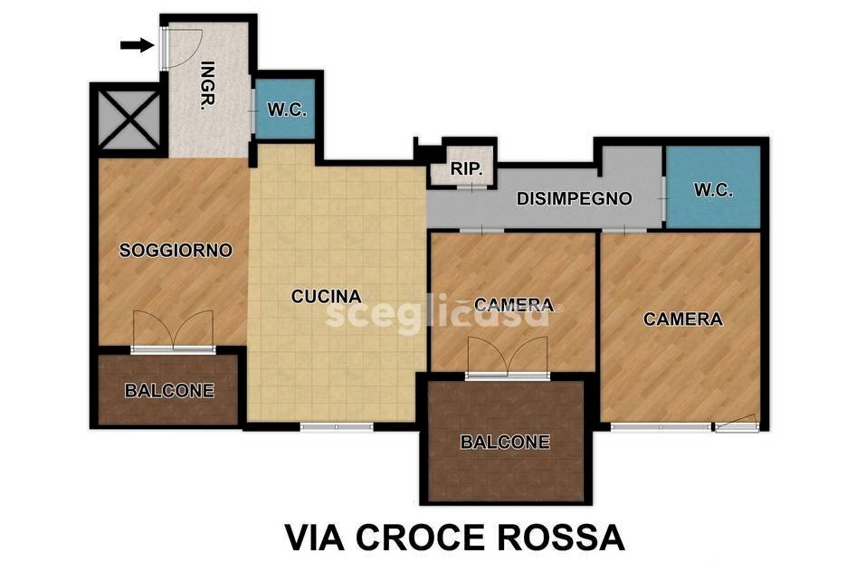 Foto 2 - Three-room apartment Viale Croce Rossa
 
189, Palermo - floor plans 1