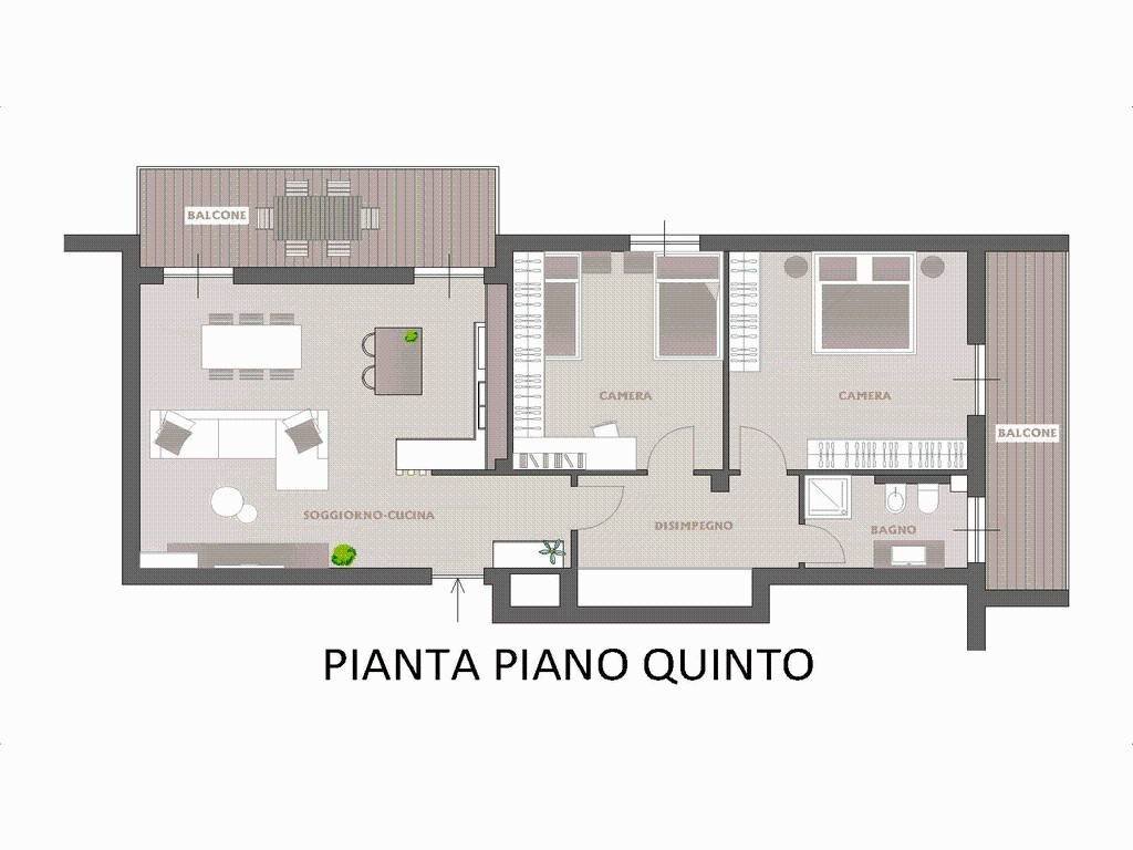 Three-room apartment piazza Papa Giovanni XXIII, Torre Boldone - floor plans 1