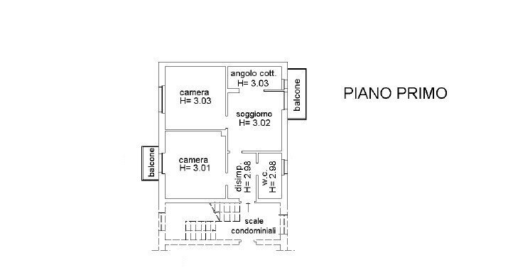 Three-room apartment via Monforte, 16, hamlet Madonna Delle Grazie, Cuneo - floor plans 1