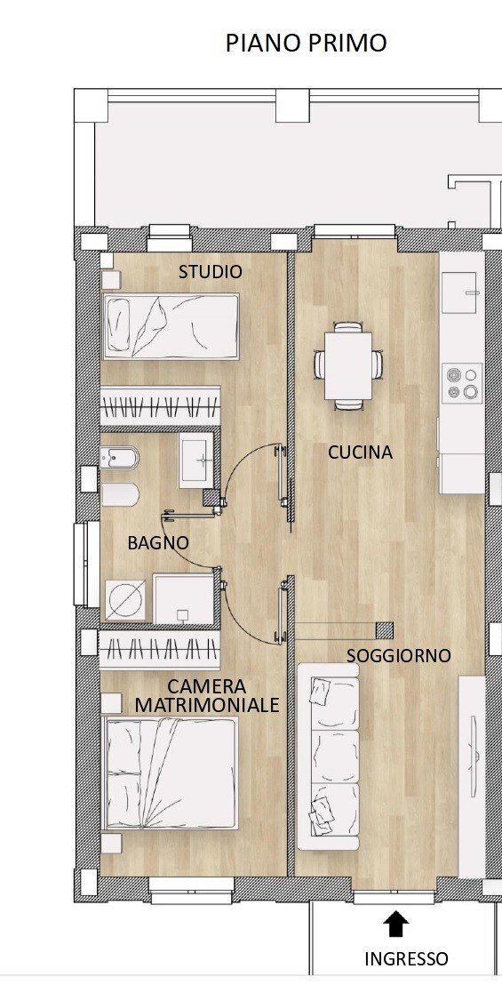 Three-room apartment via Roddino, 20, Monforte d'Alba - floor plans 1