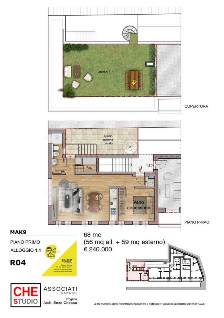 Two-room apartment Androna Campo Marzio, 9, Trieste - floor plans 1