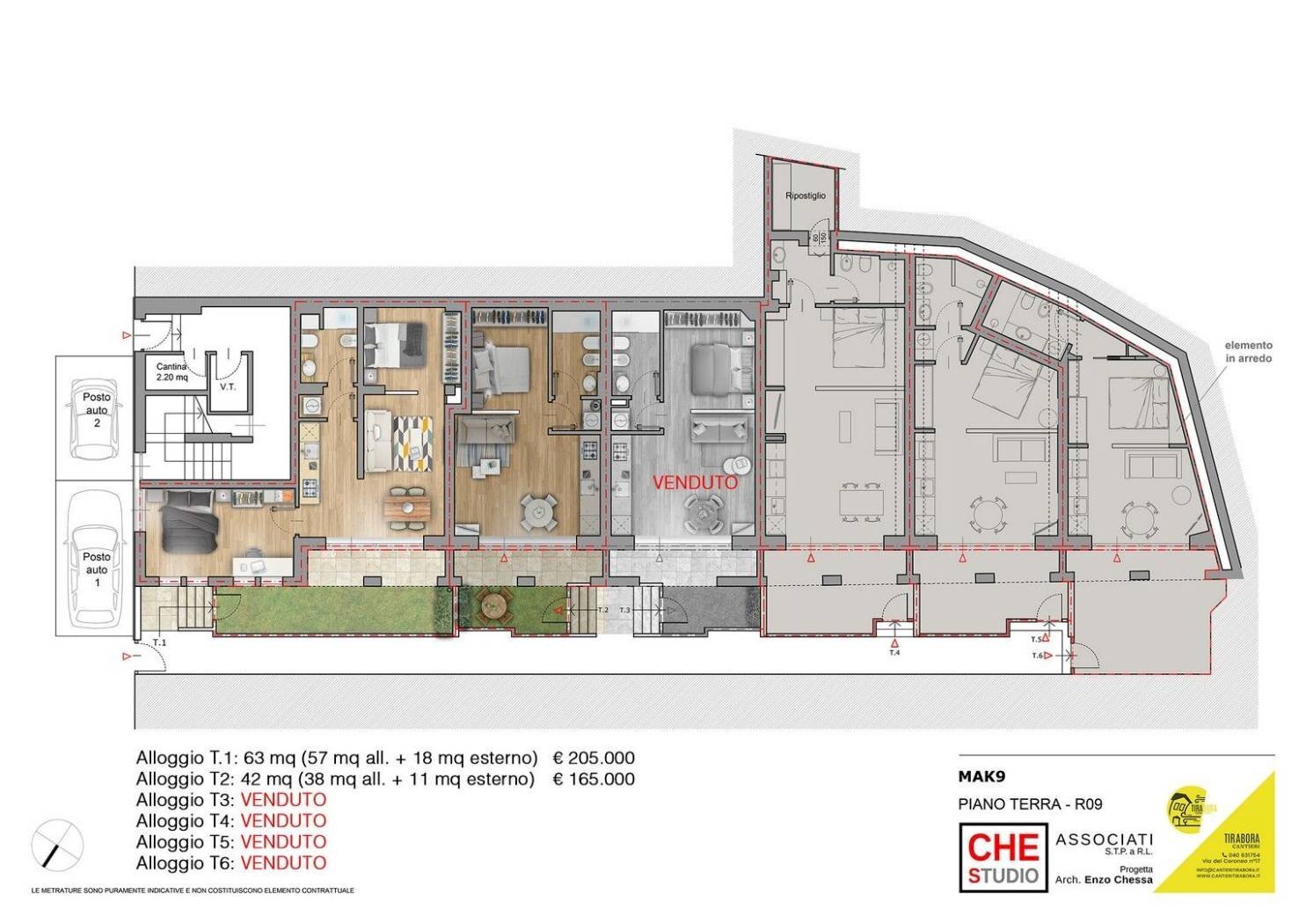 Two-room apartment Androna Campo Marzio, 9, Trieste - floor plans 1