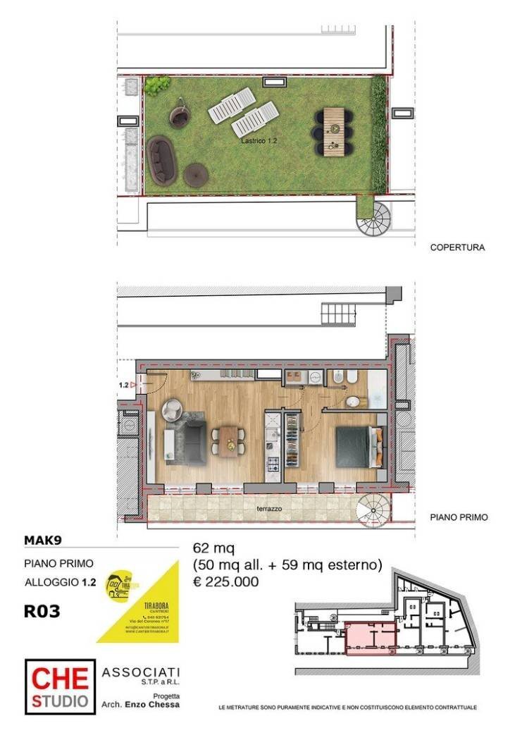 Two-room apartment Androna Campo Marzio, 9, Trieste - floor plans 1