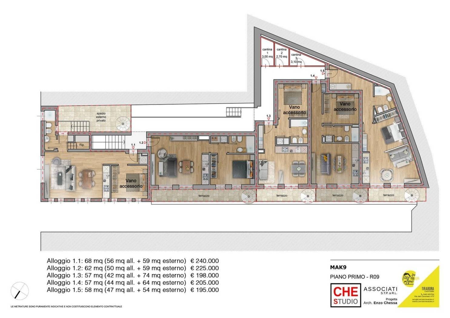 Two-room apartment Androna Campo Marzio, 9, Trieste - floor plans 1